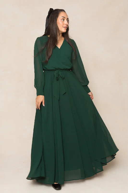 Embroidered dresses for womenAndie Dress in Emerald Chiffon