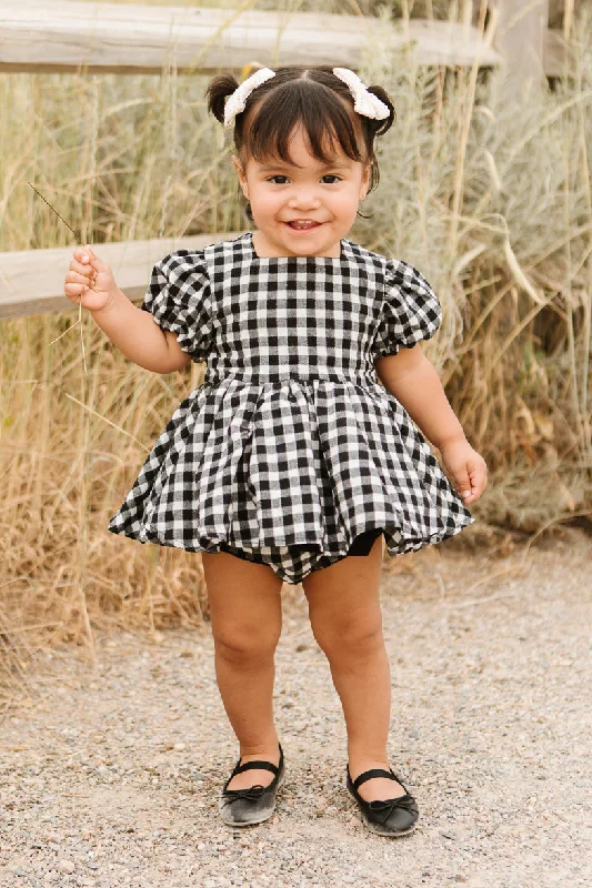 Layering dresses for versatile stylingBaby Cupcake Dress Set in Black Gingham