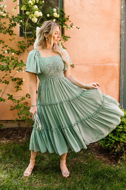 V-neck dresses for womenEllie Dress in Sage Chiffon