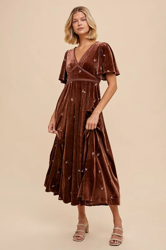 Tall women's dressesHazel Mocha Velvet Dress