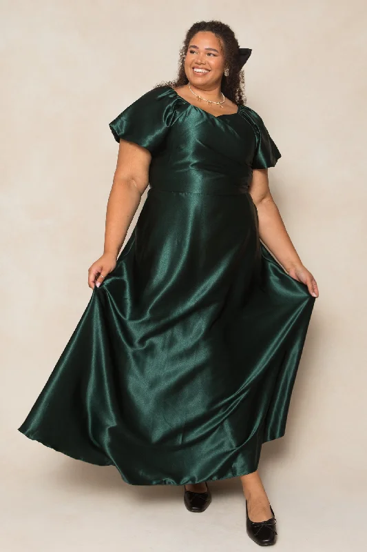 Flowy dresses for womenTessie Dress in Emerald Satin