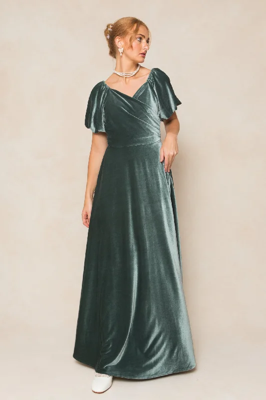 Workwear women's dressesTessie Dress in Seaglass Velvet