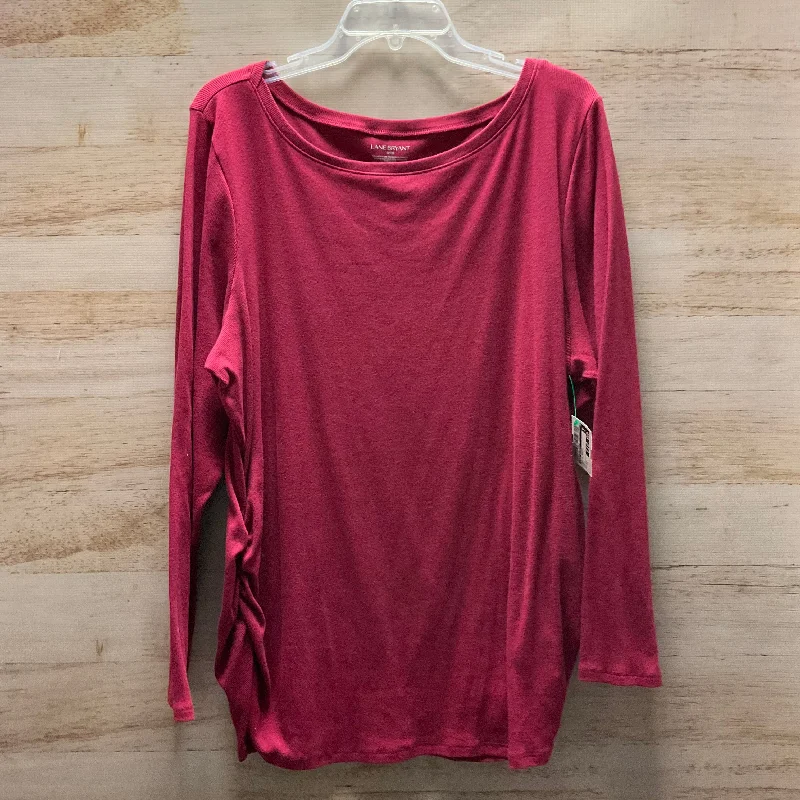 Racerback women's topsTop Long Sleeve Basic By Lane Bryant In Red, Size: 3x