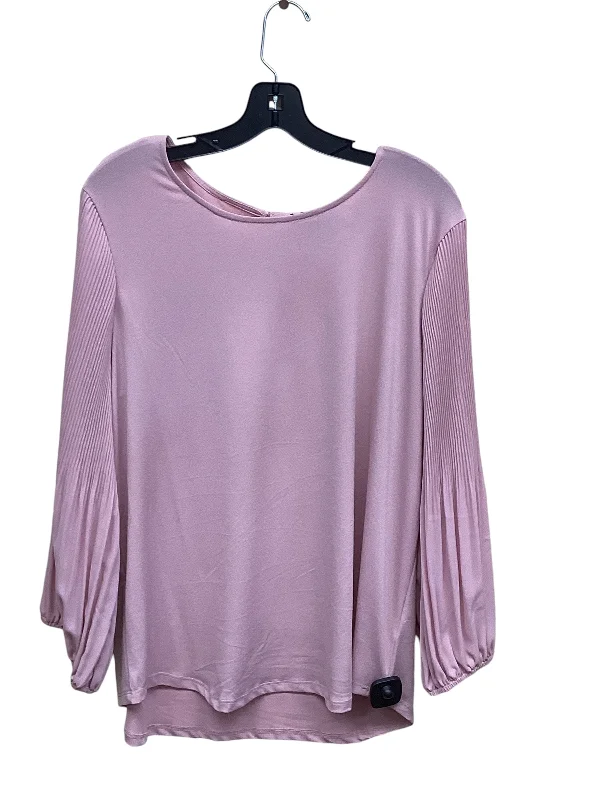 Easy-care women's topsTop Long Sleeve By Adrianna Papell In Pink, Size: Xl