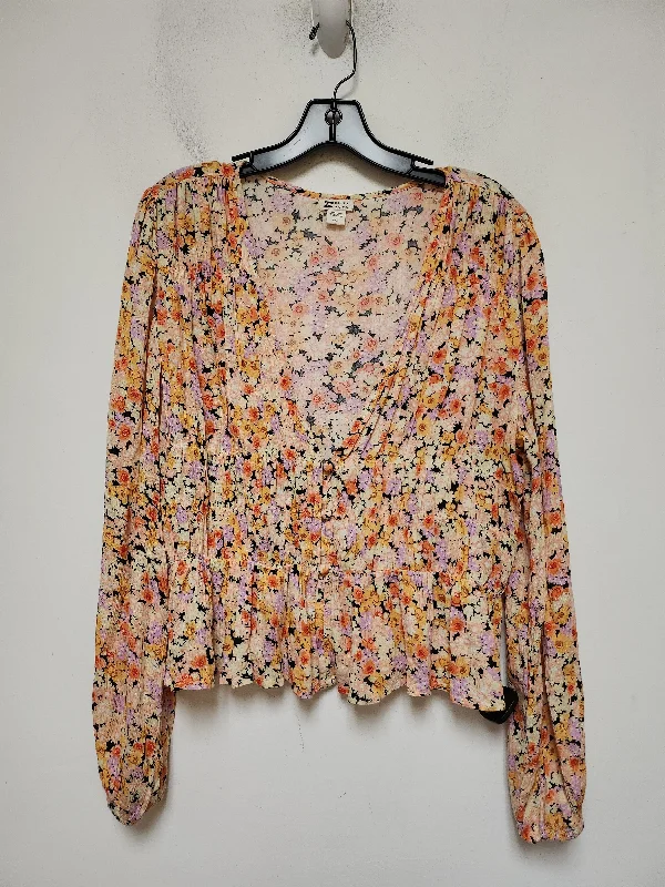 Evening women's topsTop Long Sleeve By Billabong In Floral Print, Size: L