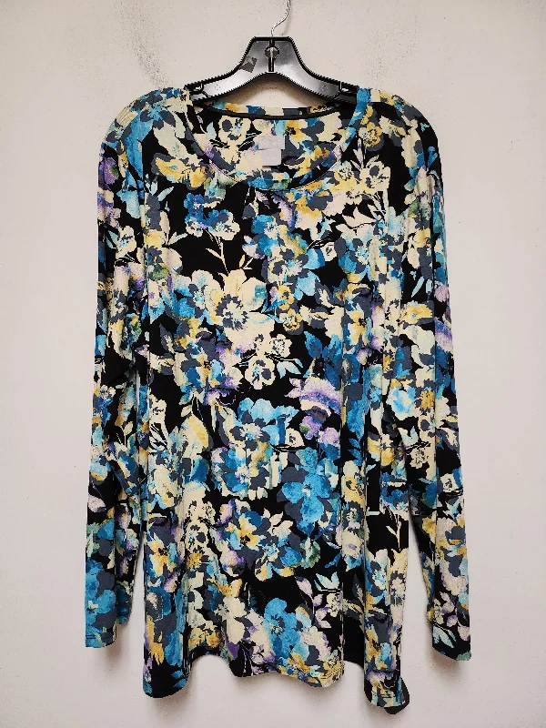 Cropped women's topsTop Long Sleeve By Chicos In Floral Print, Size: 2x