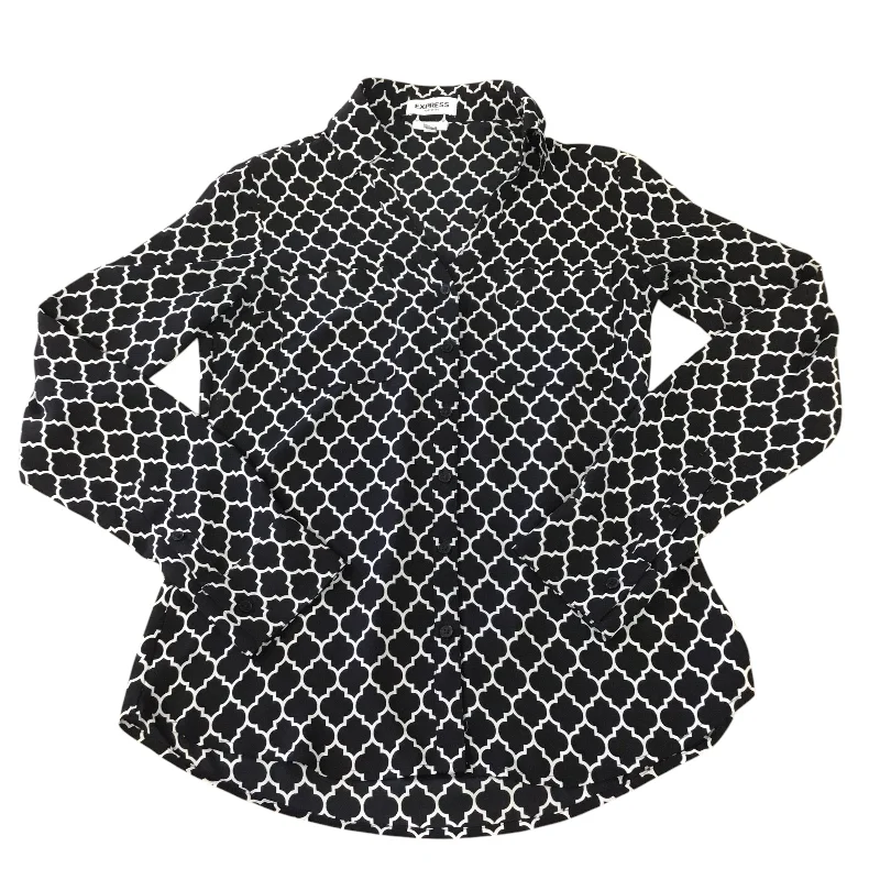 Designer women's topsTop Long Sleeve By Express In Black & White, Size: Xs