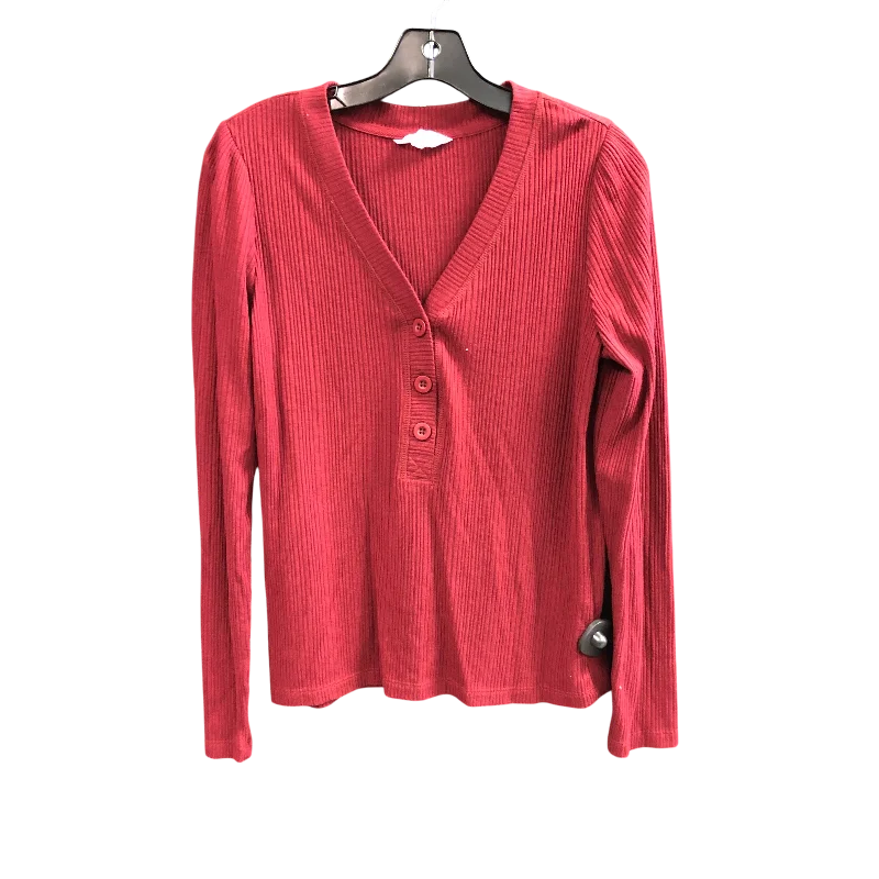 White women's topsTop Long Sleeve By Nicole Miller In Red, Size: L