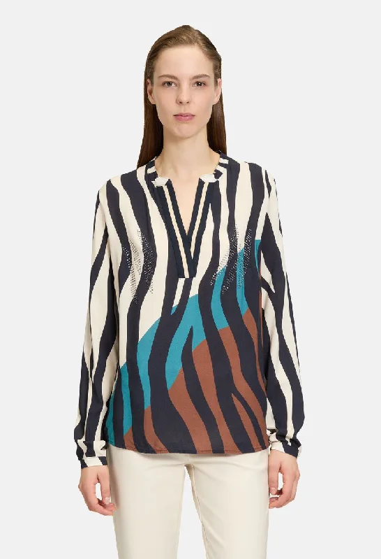 Autumn women's topsAnimal Print V Neckline Blouse