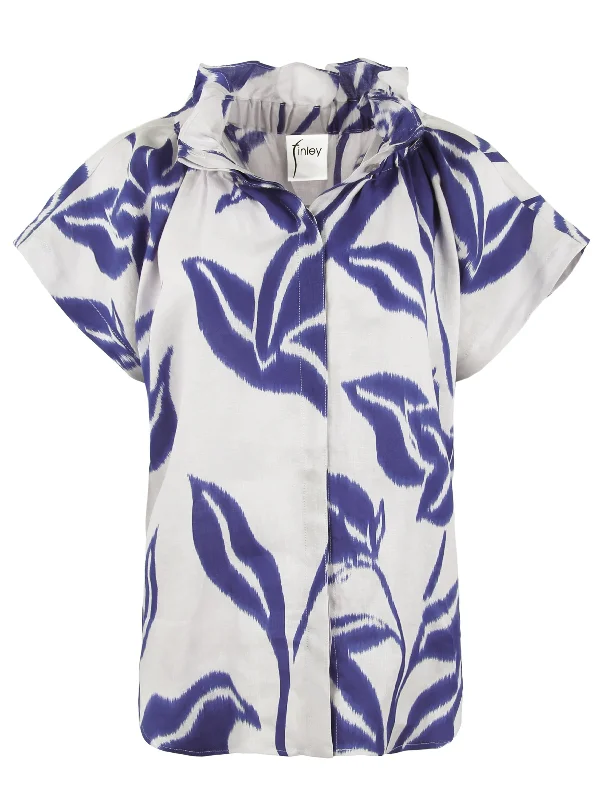 Wrinkle-resistant women's topsJenny Top Natural/Royal Batik