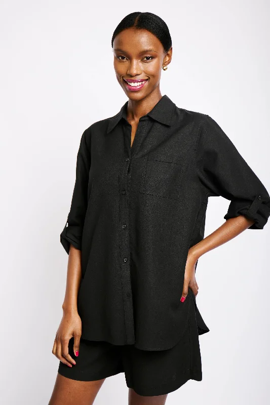 Affordable women's topsLinen Shirt in Black