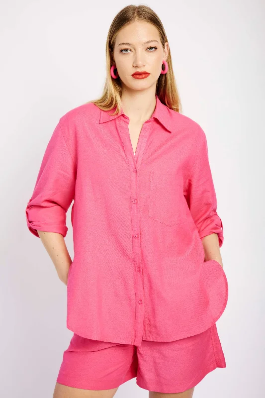 Athletic women's topsLinen Shirt in Pink