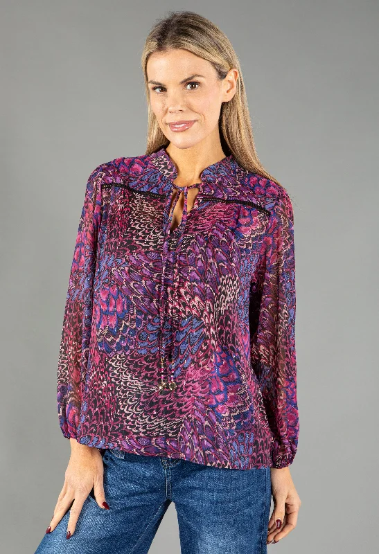 Water-resistant women's topsPeacock Print Blouse