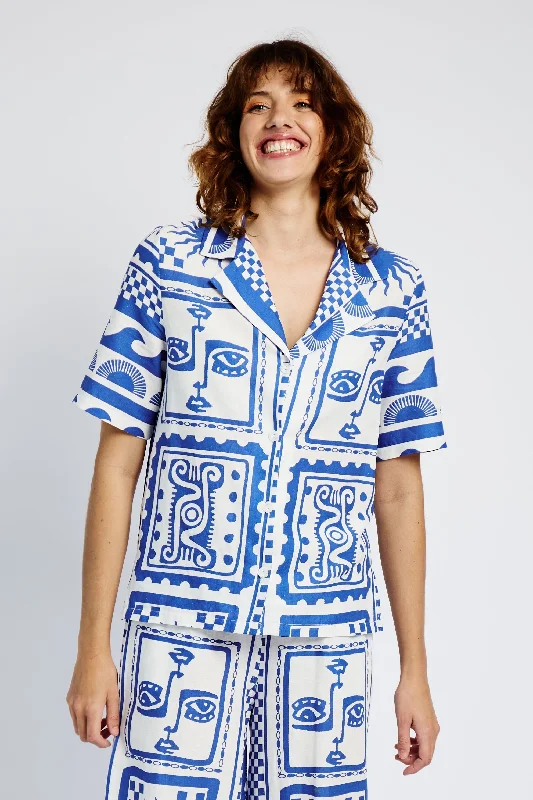 Limited edition women's topsRevere Collar Shirt in Mykonos