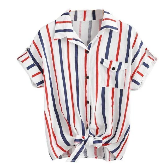 Statement women's topsWomen Blouse Striped With Pocket