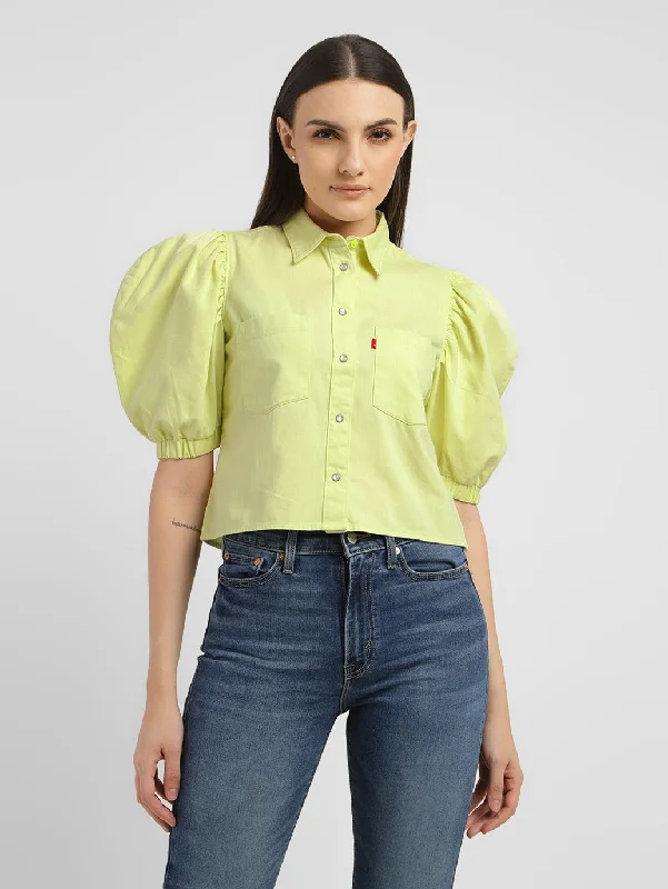 Halter neck women's topsWomen's Solid Spread Collar Shirt