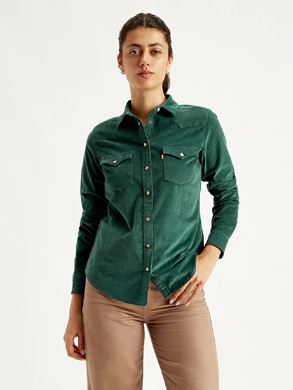 Button-down women's topsWomen's Solid Regular Fit Shirt